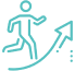 Person running with an upward arrow symbol.